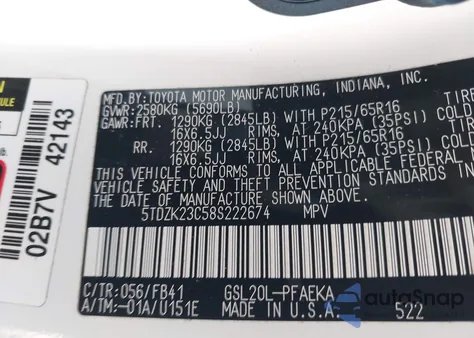 2008 Toyota Sienna Ce from USA, damaged, VIN 5TDZK23C58S222674